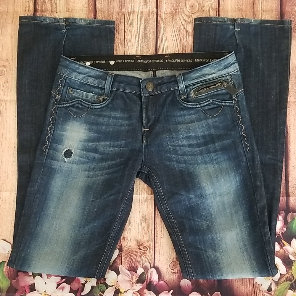 Rerock for Express Boot Cut Jeans, Size 6, Dark Blue